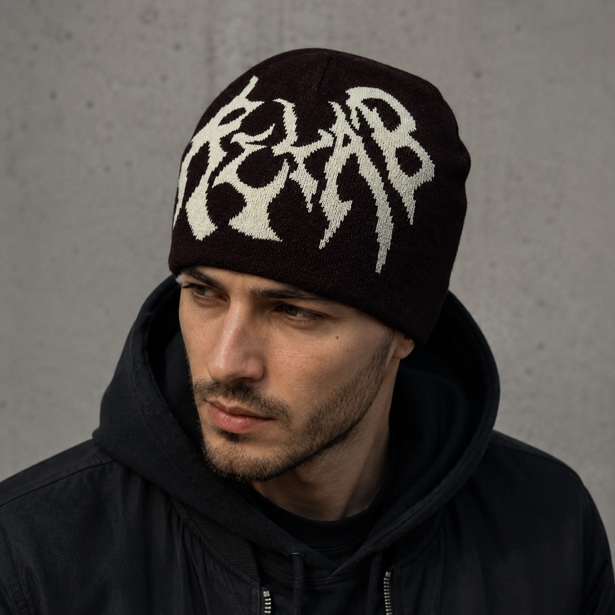 Gothic Winter Beanie – Organic Cotton Acrylic Knit Cap | Cozy Warm Headwear