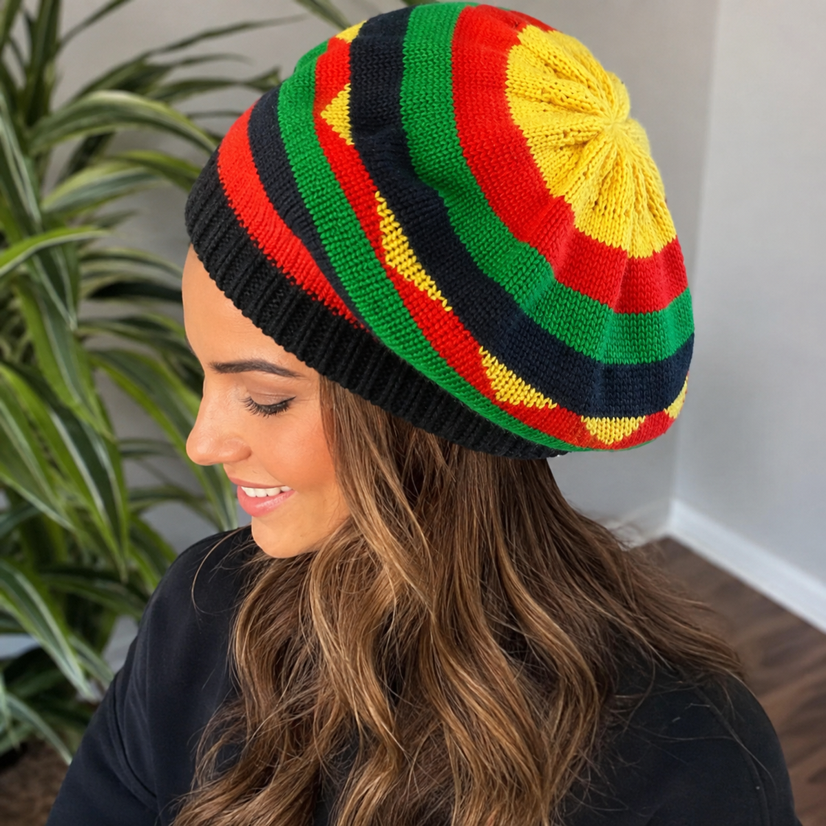 Jamaica Reggae Beanie – Slouchy Cotton Acrylic Hat With Adjustable Fit