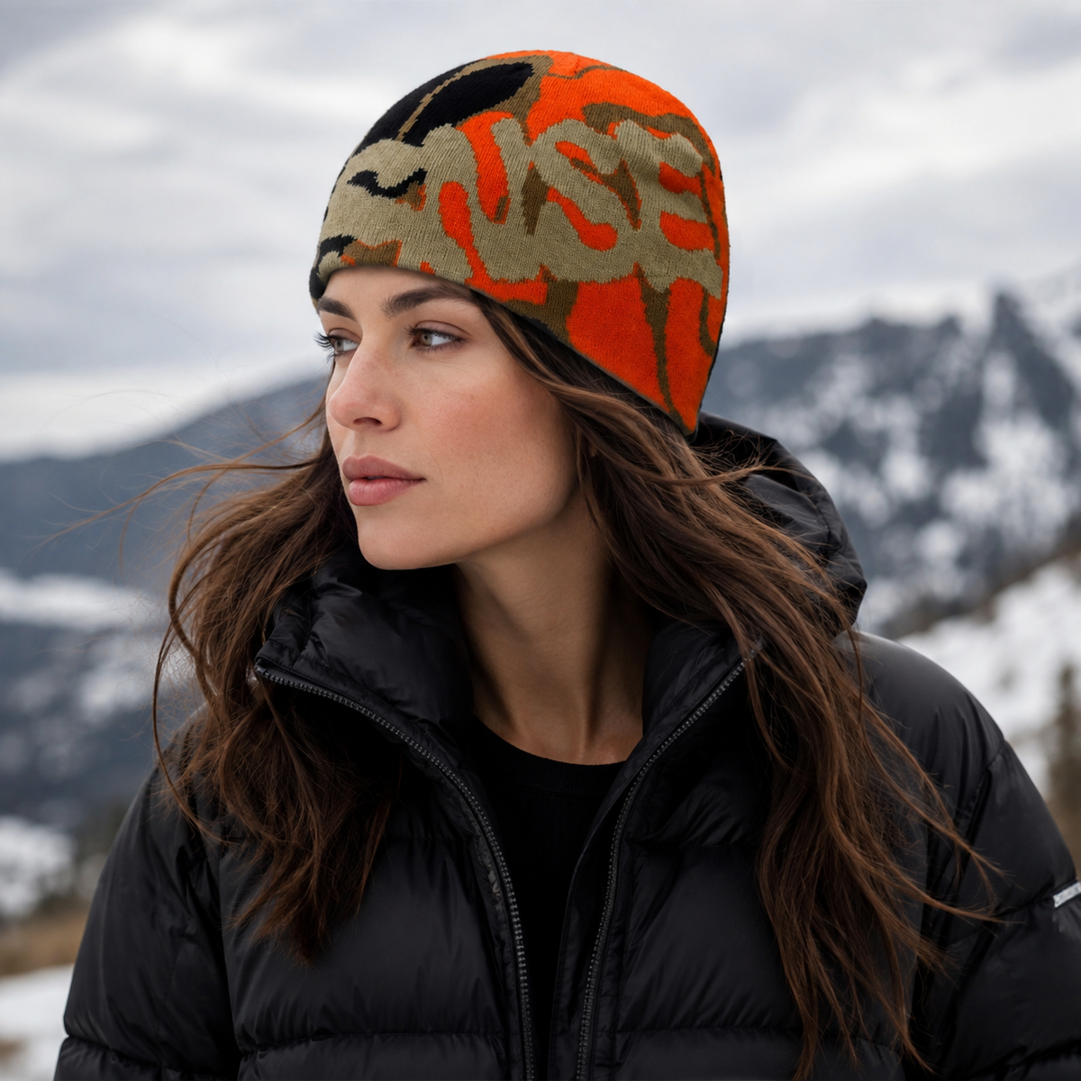 Winter Skully Beanie – Organic Cotton Adjustable Abstract Pattern Hat by Hatloom