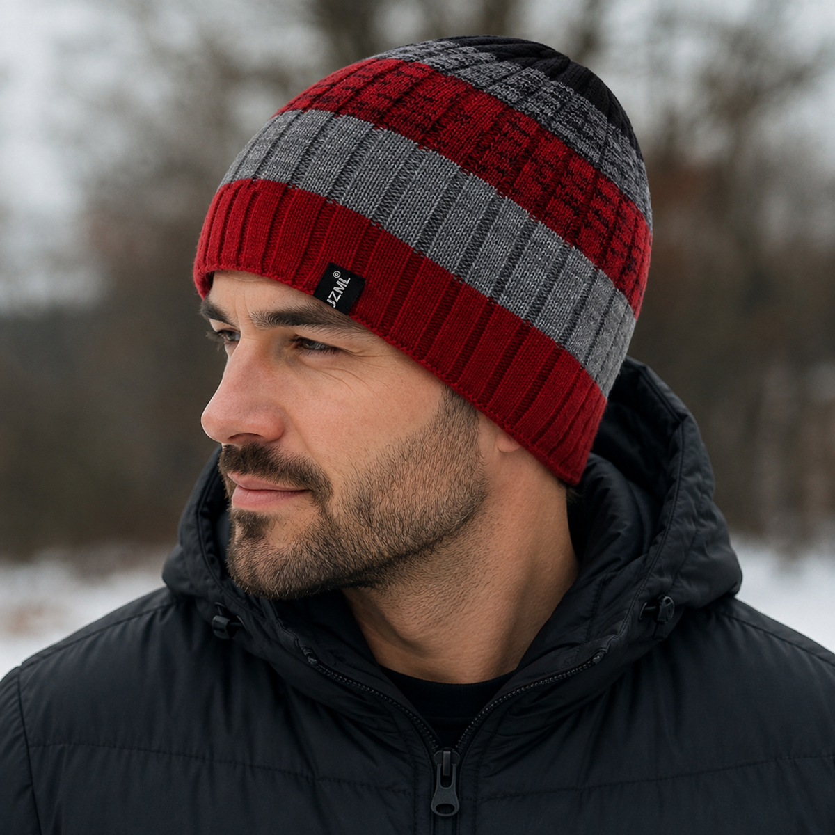 Winter Knitted Beanie – Adjustable Cotton Acrylic Hat With Inner Fur Lining