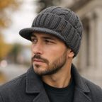 Plush Knitted Visor Beanie – Organic Cotton Winter Beanie With Ear Protection