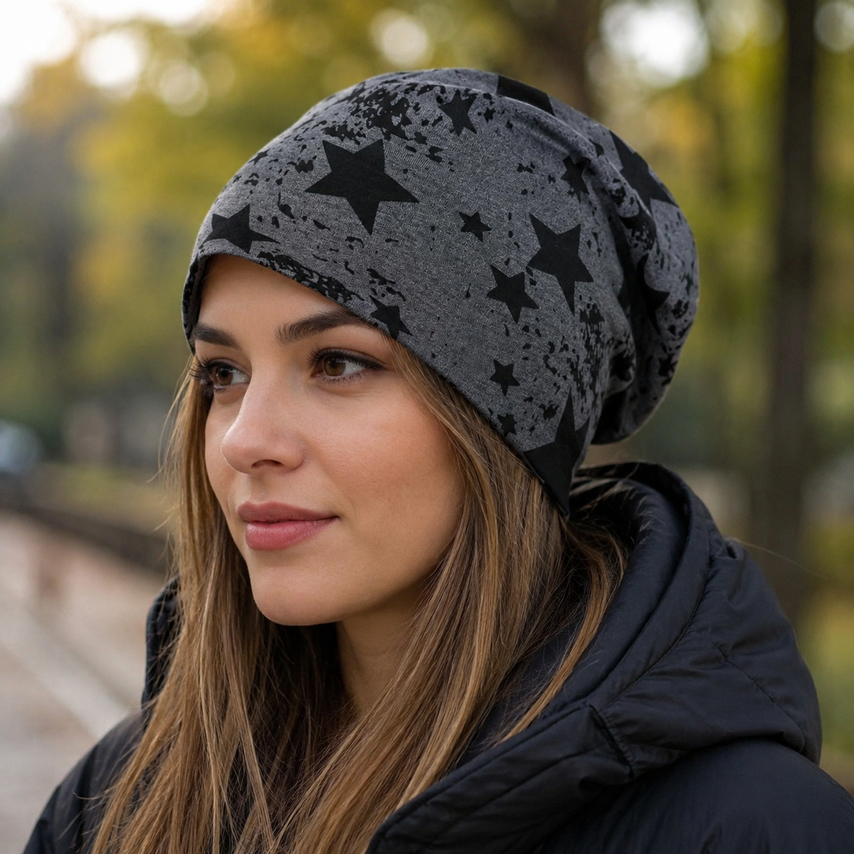 Cotton Beanie – Elastic Star Pattern Winter Hat | Soft Breathable Cap