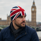 English Flag Beanie – Organic Cotton Knitted Winter Hat With Cold Protection