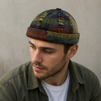 Denim Docker Cap – Adjustable Multicolor Graffiti Hat With Soft Lining