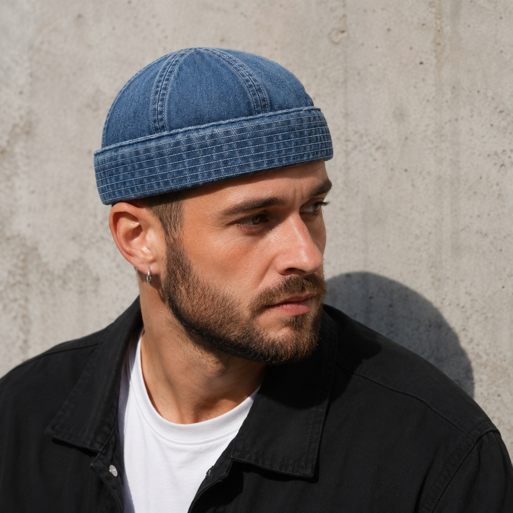 Denim Docker Cap – Blue Adjustable Cotton Hat | Stylish Urban Streetwear
