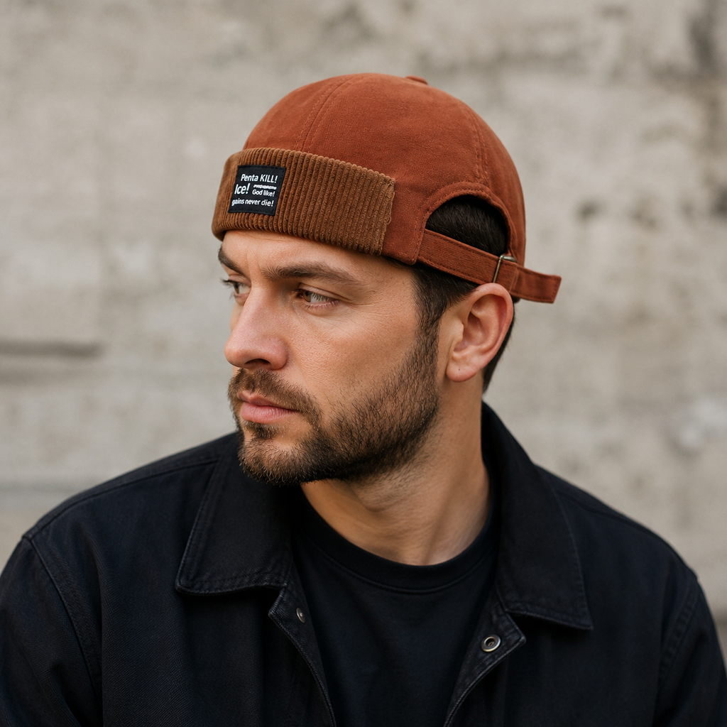 Cotton Docker Cap – Adjustable Corduroy Hem Unisex Casual Summer Hat 55-60cm