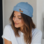 Denim Docker Cap – Adjustable Brimless Cotton Hat for Men & Women