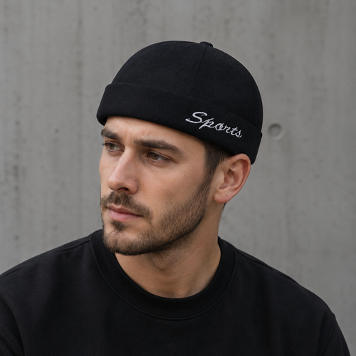 Brimless Cotton Cap – Adjustable Embroidered Docker Style Lightweight Summer Hat