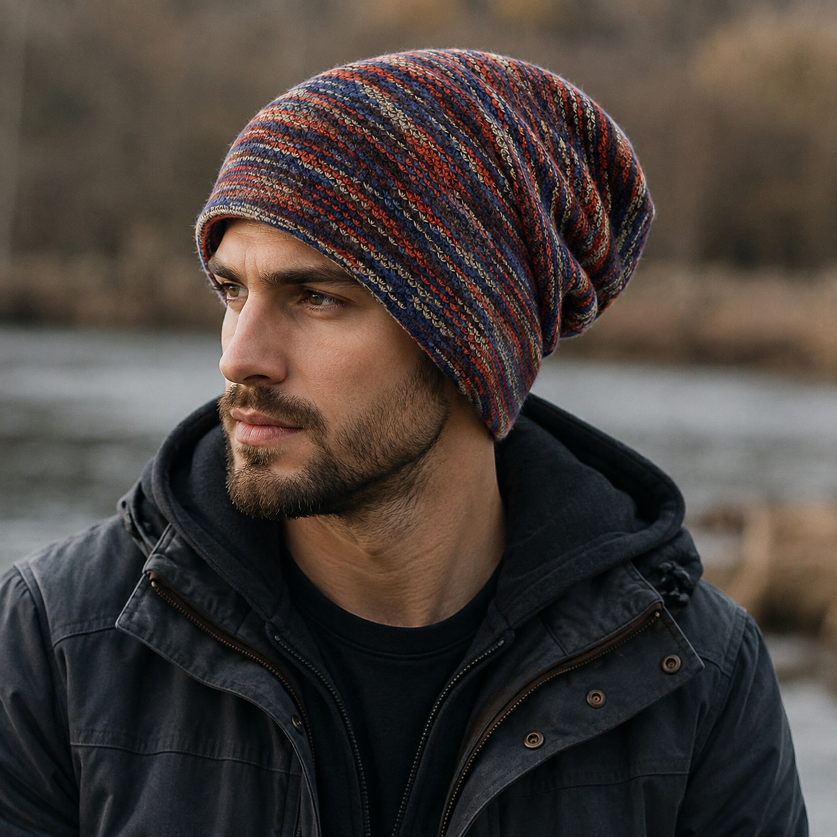 Colorful Winter Beanie – Double Fabric Cotton Hat For Cold Weather Comfort