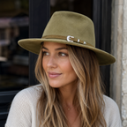 Suede Porkpie Hat – Adjustable Belt Wide Brim Cotton Unisex Hat With Sweatband