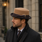Wool Porkpie Hat – Adjustable Bicolor Ribbon With Soft Cotton Sweatband