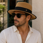 Straw Porkpie Hat – Lightweight Adjustable Summer Sun Protection for Men