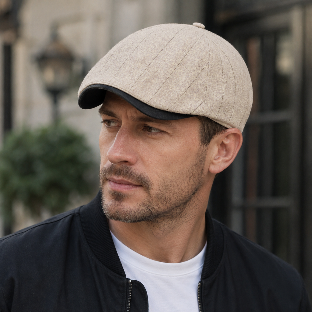 Newsboy Cap – Organic Cotton Adjustable Hat With Soft Inner Lining & Striped Design