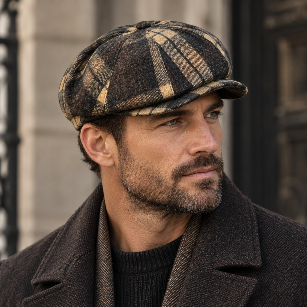 Newsboy Cap – Adjustable Vegan Wool Plaid Hat | Classic Unisex Style