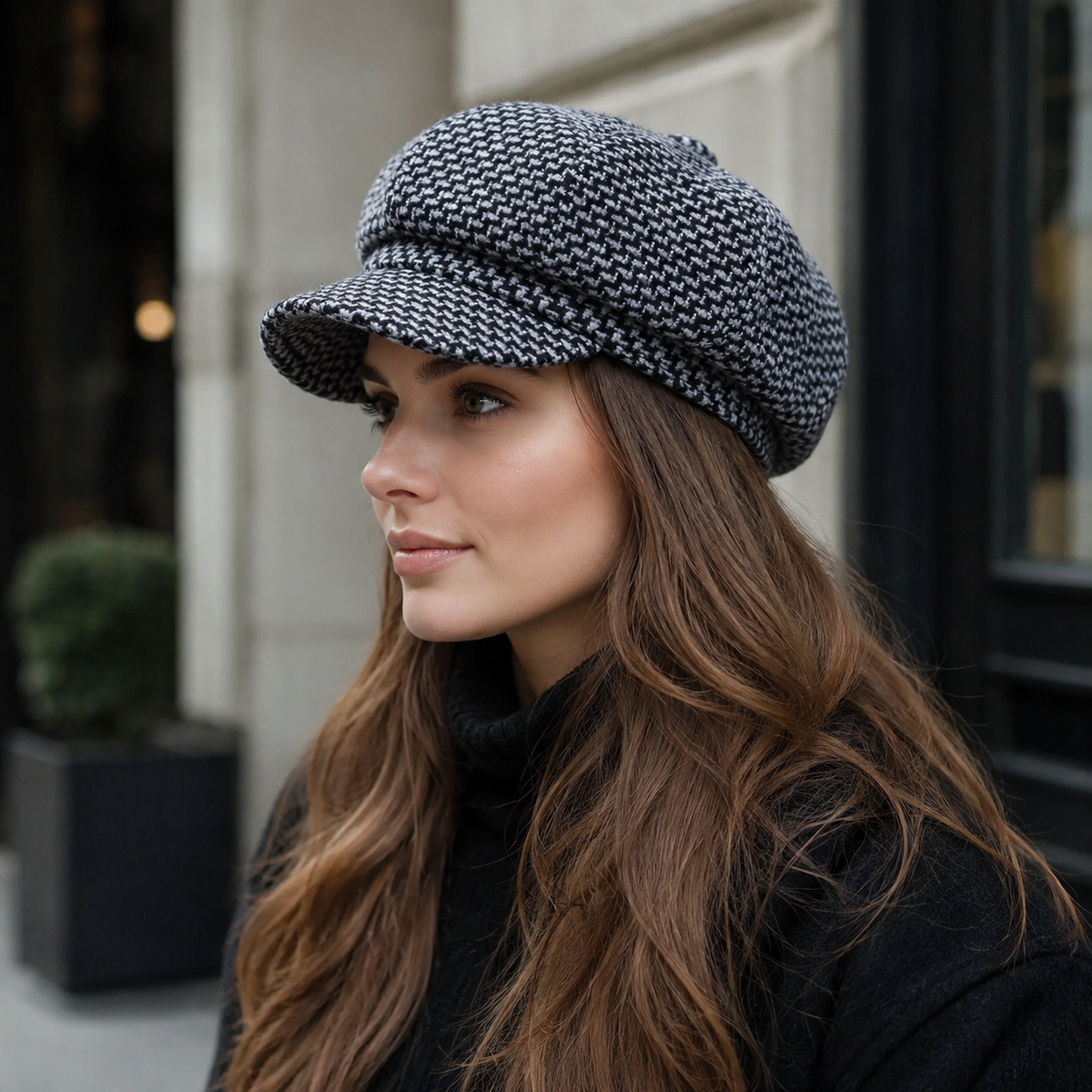 Newsboy Cap – Women's Knitted Organic Cotton Adjustable 8-Panels Hat