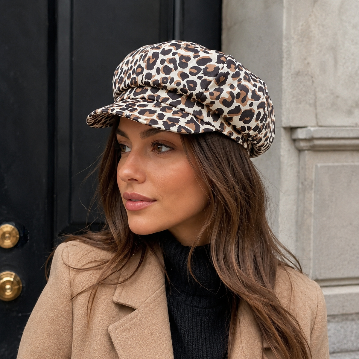 Animal Print Newsboy Cap – Women's Adjustable Organic Cotton 8-Panel Hat