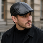 Genuine Leather Flat Cap – Adjustable Sheepskin Hat with Soft Lining for Men & Women