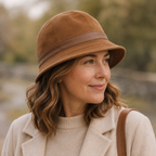 Suede Leather Cloche Hat - Adjustable Genuine Leather Hat With Sweatband