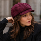 Leather Newsboy Cap – Women's Genuine Suede Hat With Soft Cotton Lining