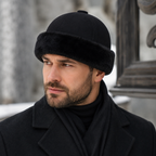 Leather Docker Cap – Genuine Leather Hat With Soft Sheepskin Lining, Warm Winter Headwear