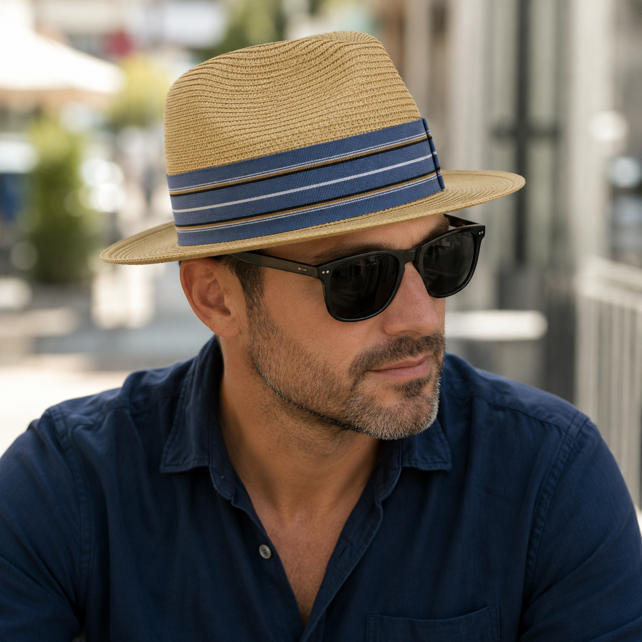 Raffia Fedora Hat – Adjustable Beige Straw Sun Protection With Felt Band