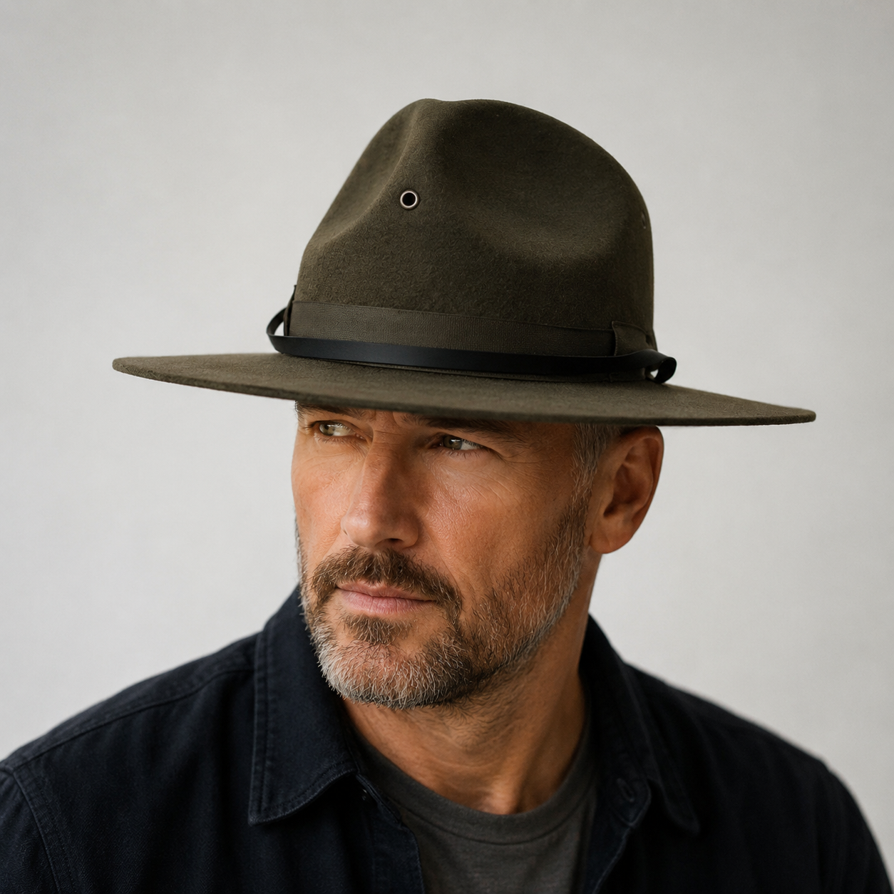 Green Wool Fedora – Classic Marine Corps Hat With Adjustable Leather Cord
