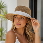 Sun Mesh Fedora Lightweight Breathable Summer Hat – Classic Vegetable Fibre Headwear