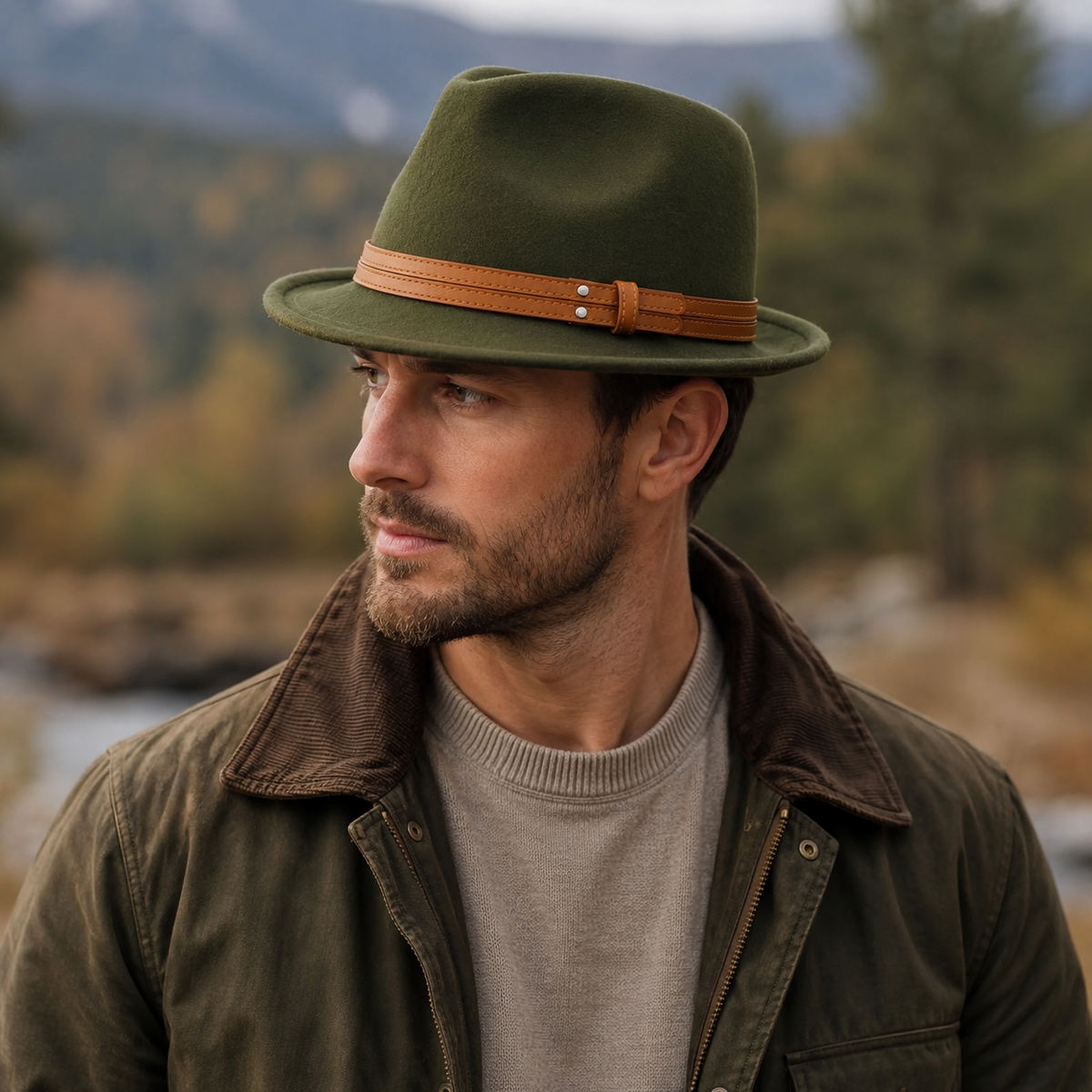 Cotton Fedora Hat – Adjustable Leather Band Classic Style Lightweight Summer Wear