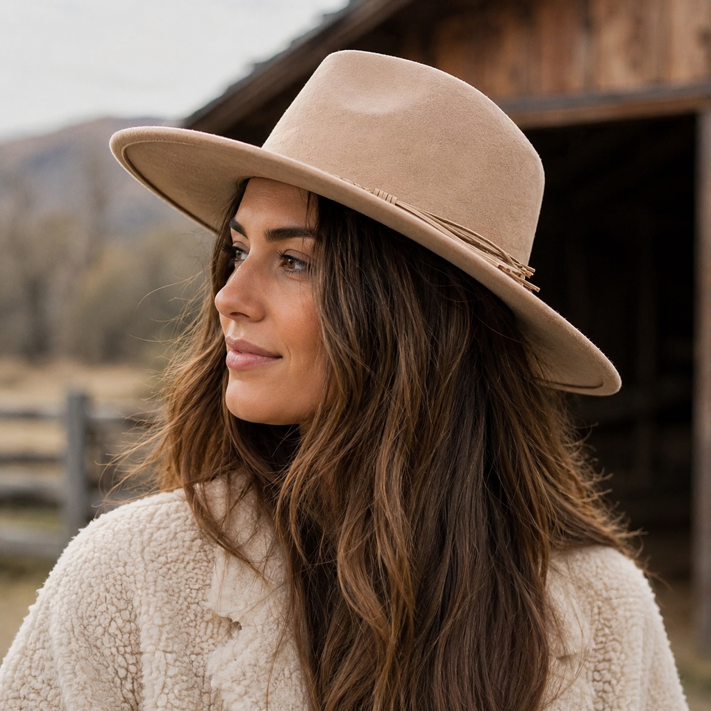 Suede Fedora Hat – Classic Wide Brim Fedora Hats With Breathable Sweatband