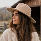 Suede Fedora Hat – Classic Wide Brim Fedora Hats With Breathable Sweatband