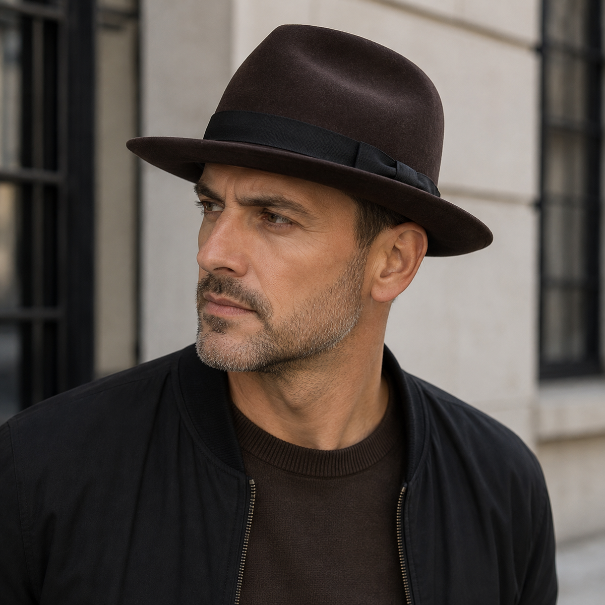Wool Fedora Hat - Adams Classic Plain Style, Soft Wool Material, Size 56-58 cm