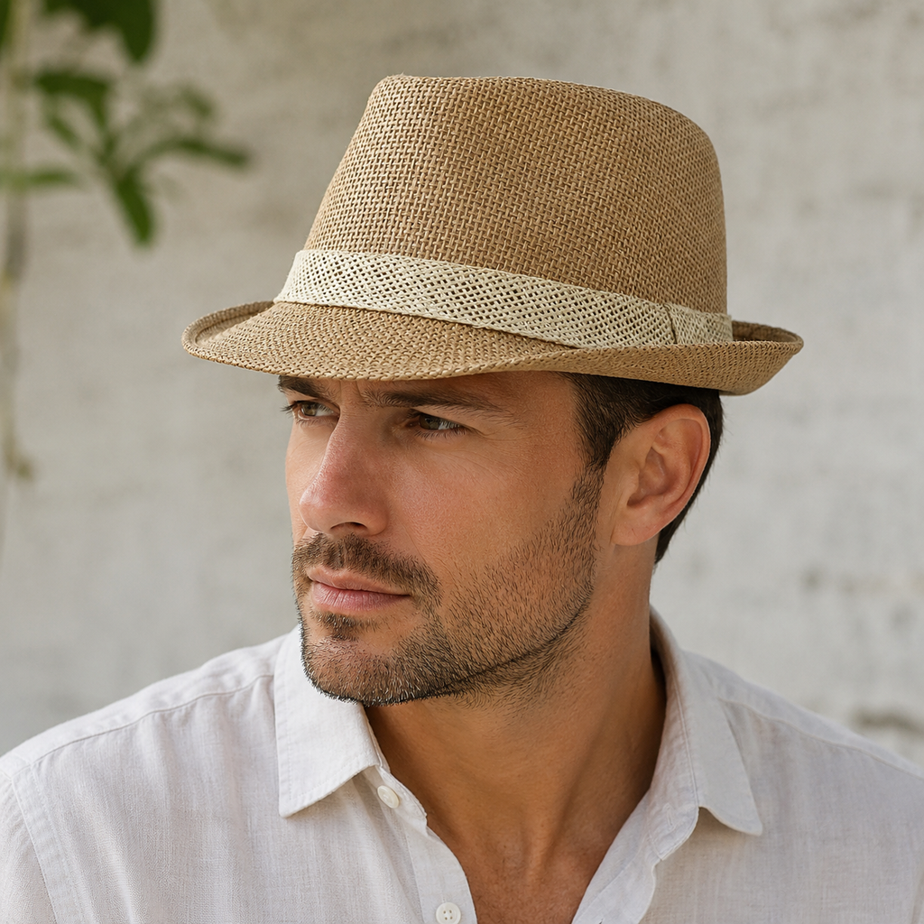 Summer Trilby Hat - Lightweight Vegetable Fibre Breathable Headwear For Men