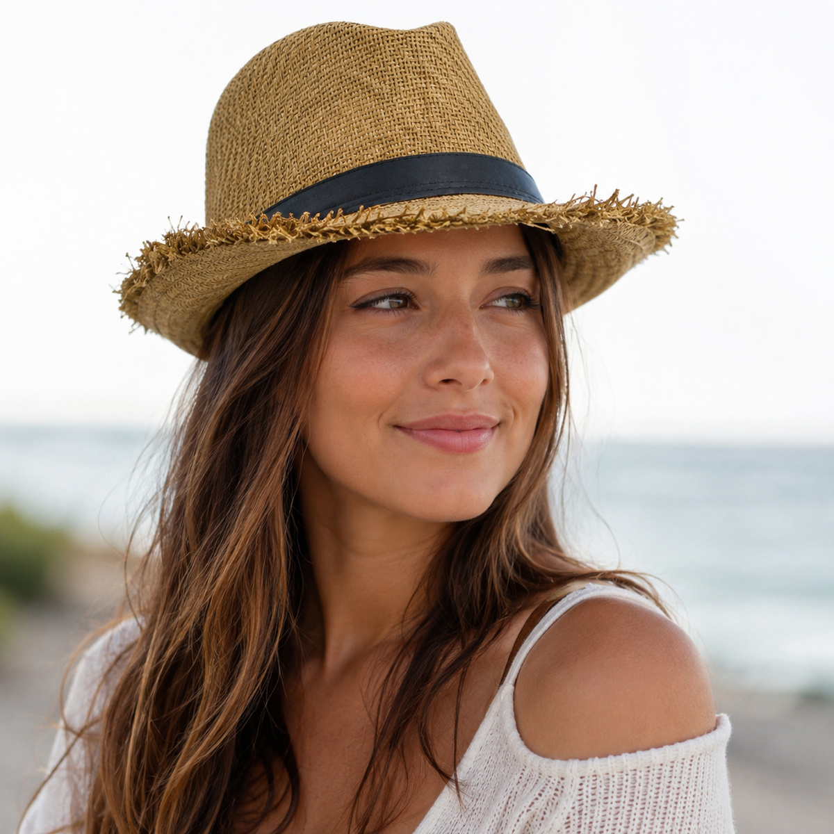 Summer Straw Trilby Hat – Lightweight Handmade Vegetable Fiber Fedora For Men