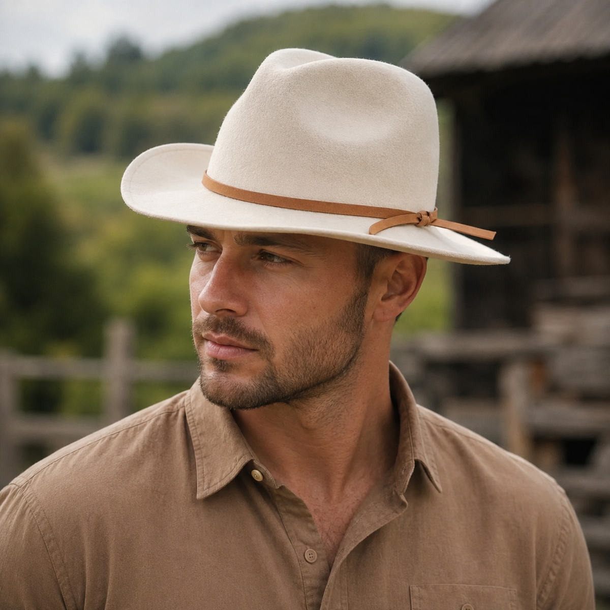 Wool Cowboy Hat - Australian Wool Felt Western Style Hat With Adjustable Cord Size 56