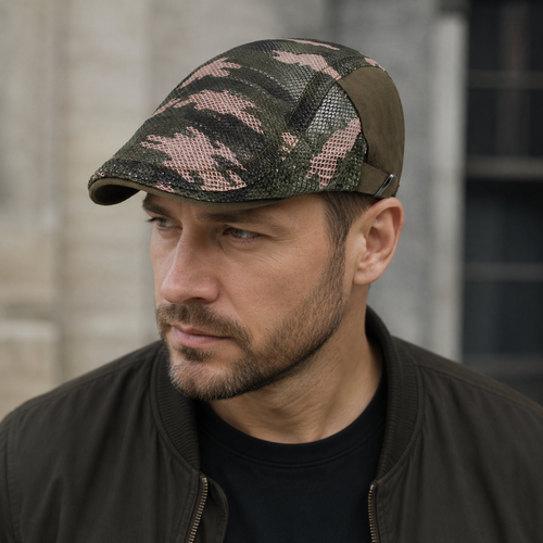 Camouflage Mesh Cap - Adjustable Flat Caps | Breathable Cotton Mesh Hat