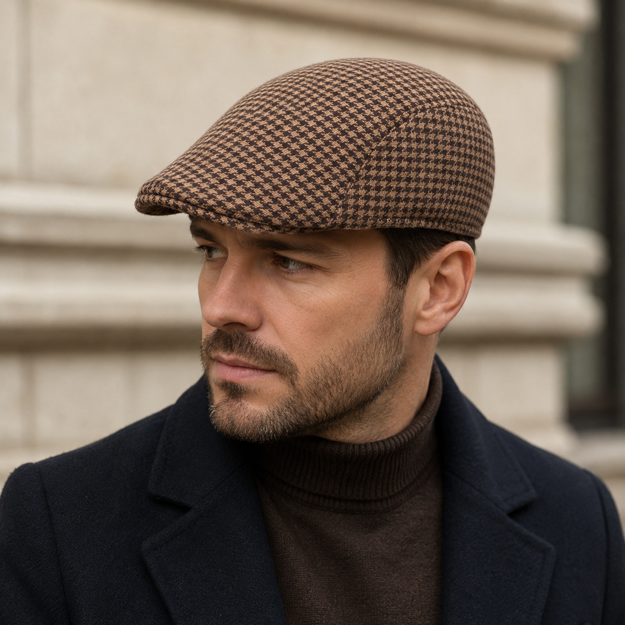 Houndstooth Flat Cap – Adjustable Cotton Hat For Men & Women Classic Style