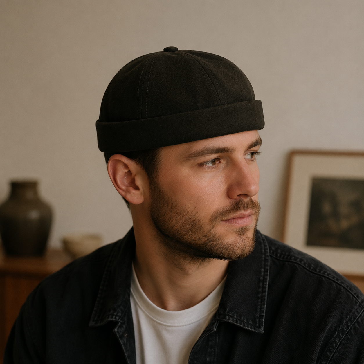 Vintage Docker Cap - Adjustable Cotton Sailor Hat With Classic Nautical Style