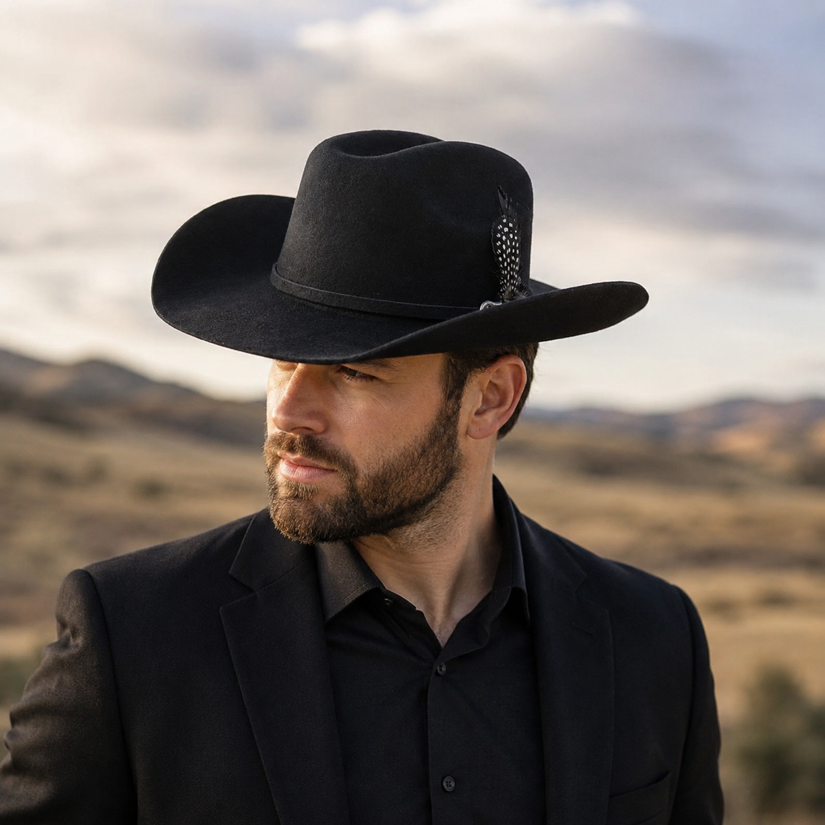 Wool Cowboy Hat – Adjustable Australian Wool Hat with Feathers & Soft Lining