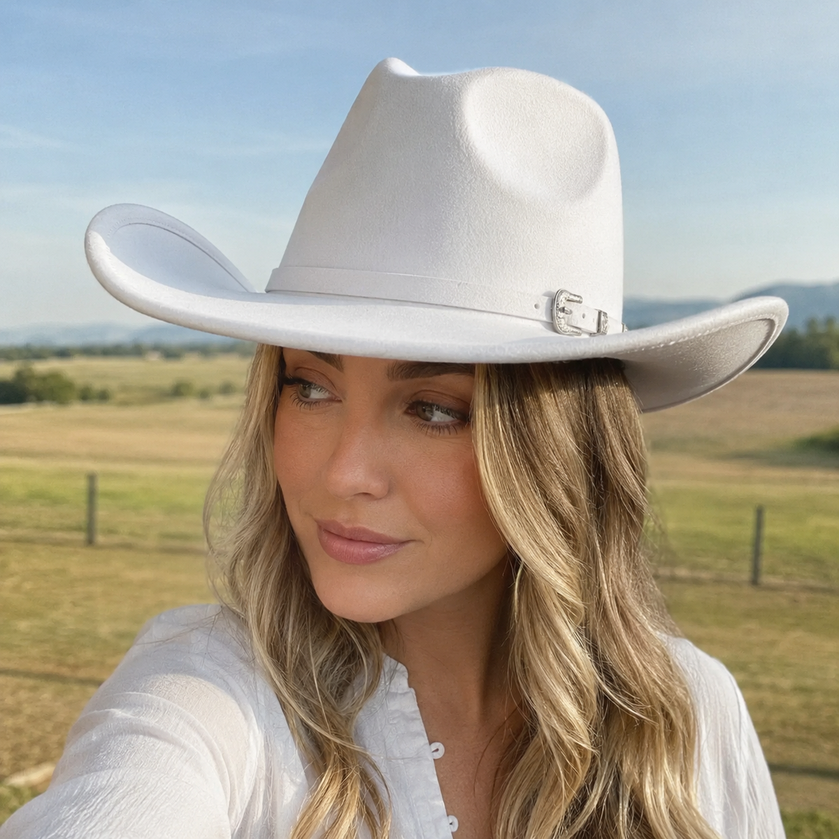 Suede Cowboy Hat – Adjustable Vegan Suede Western Style With Metallic Details