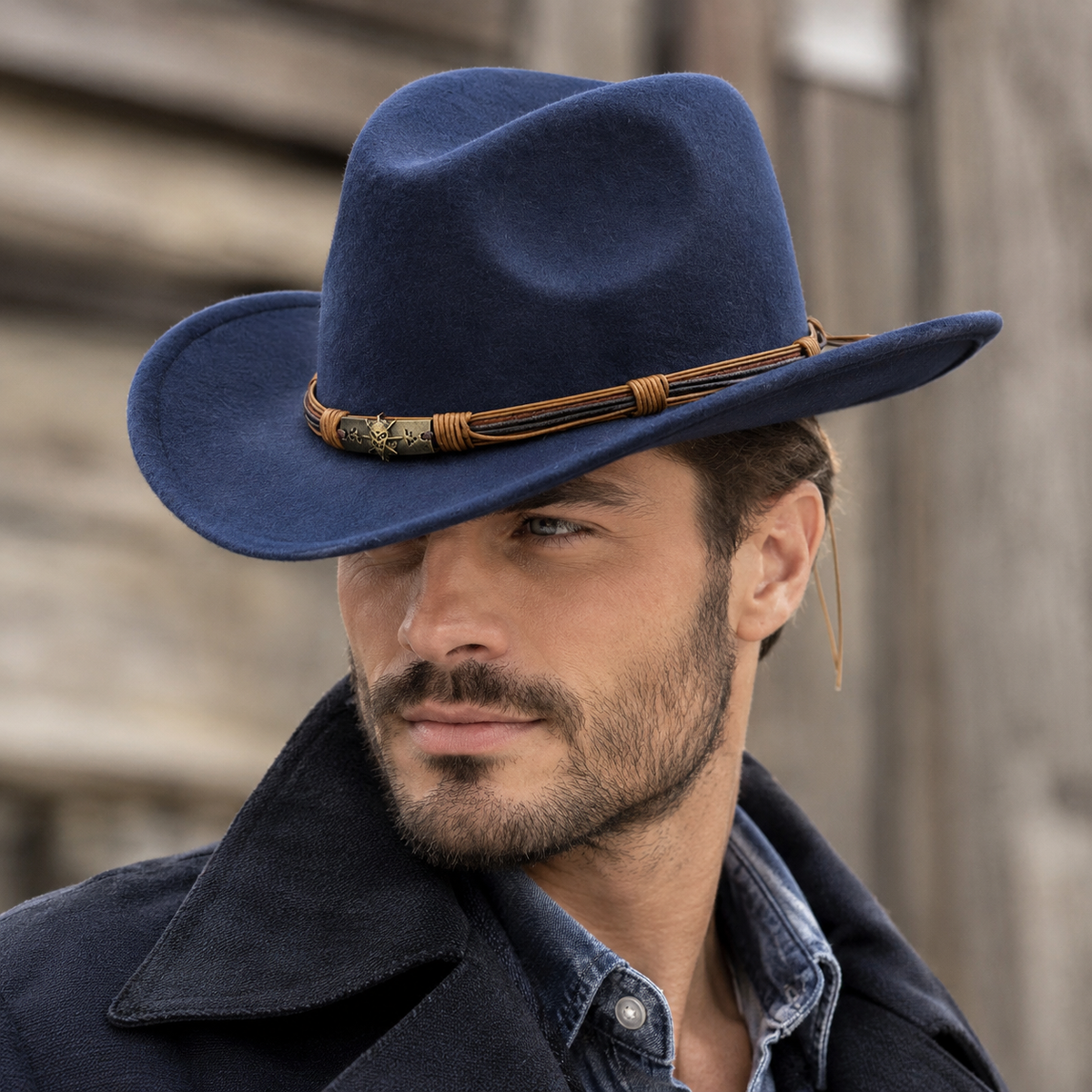 Wool Cowboy Hat – Classic Wide Brim Felt Western Style Durable Sizes 52-60cm