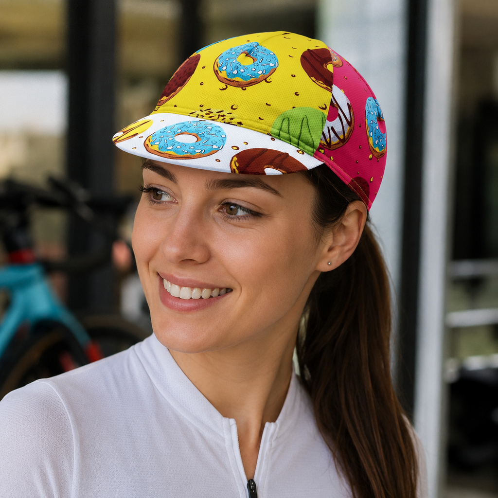 Vintage Cycling Cap – Breathable Acrylic Donut Pattern Elastic Fit 55-61cm