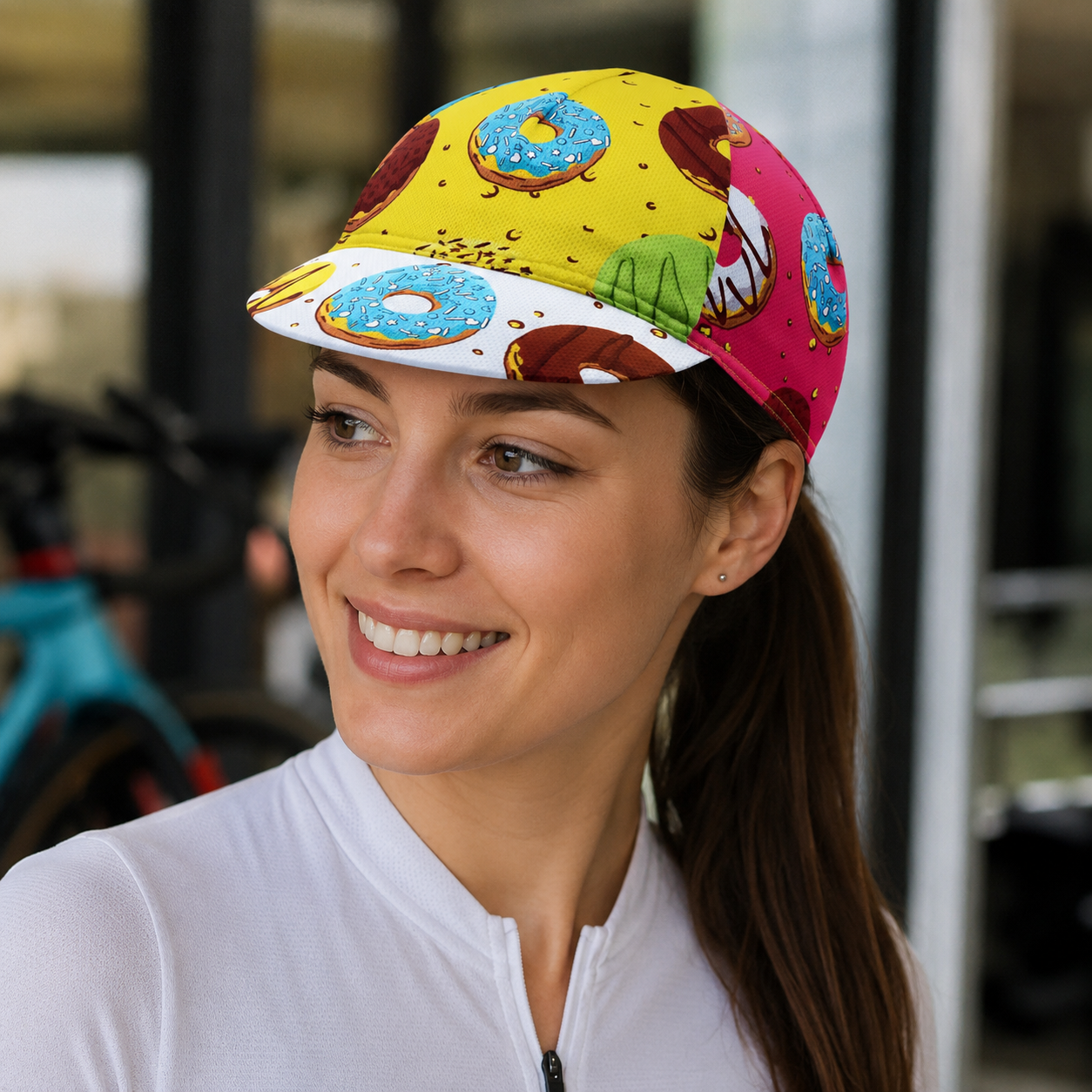 Vintage Cycling Cap – Breathable Acrylic Donut Pattern Elastic Fit 55-61cm