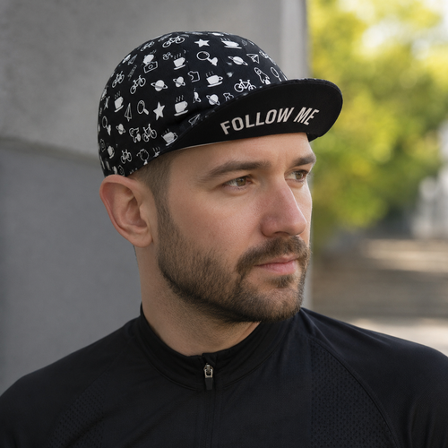 Black Cycling Cap – Adjustable Acrylic Bike Hat | Breathable Quick Dry Headwear