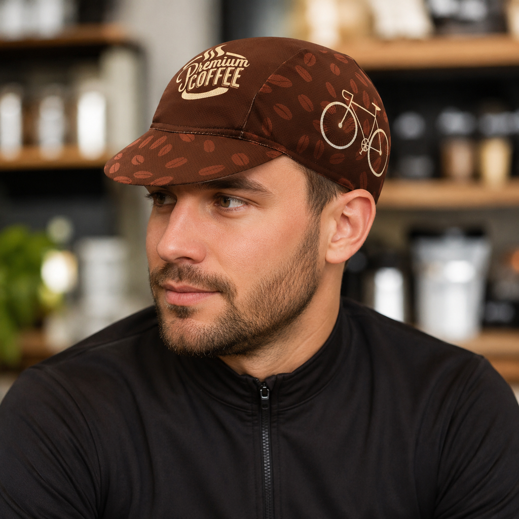 Cycling Cap Adjustable Quick Dry Bike Hat With Coffee Bean Pattern Design