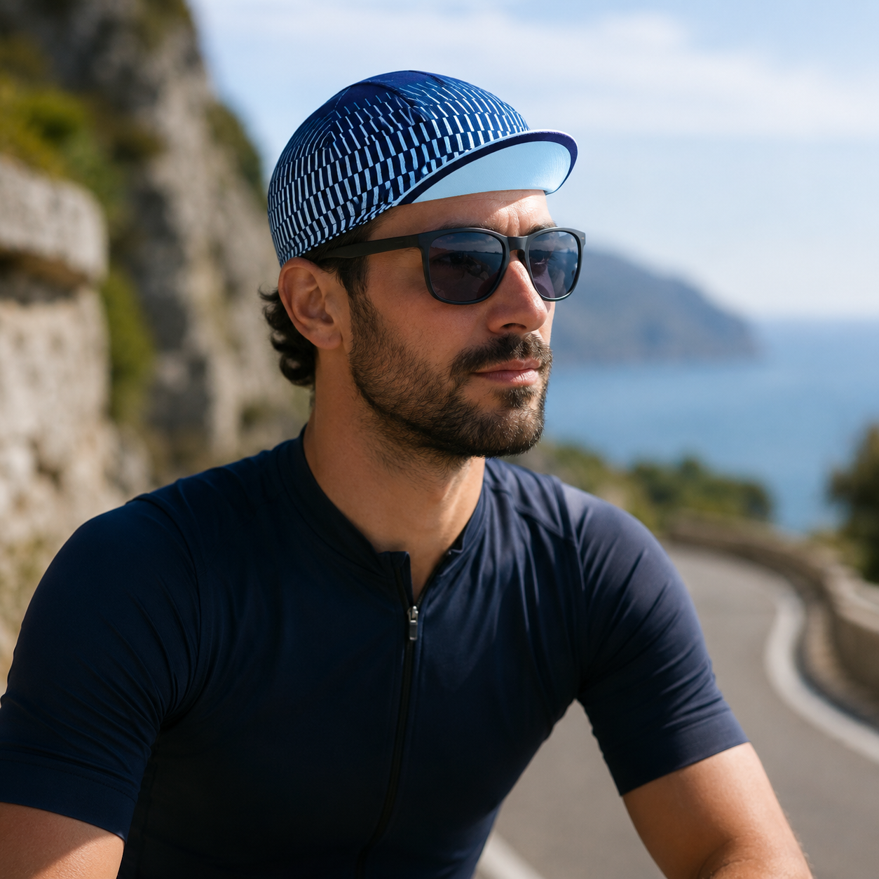 Striped Cycling Cap – Adjustable Acrylic Bike Hat | Breathable Quick Dry Headwear