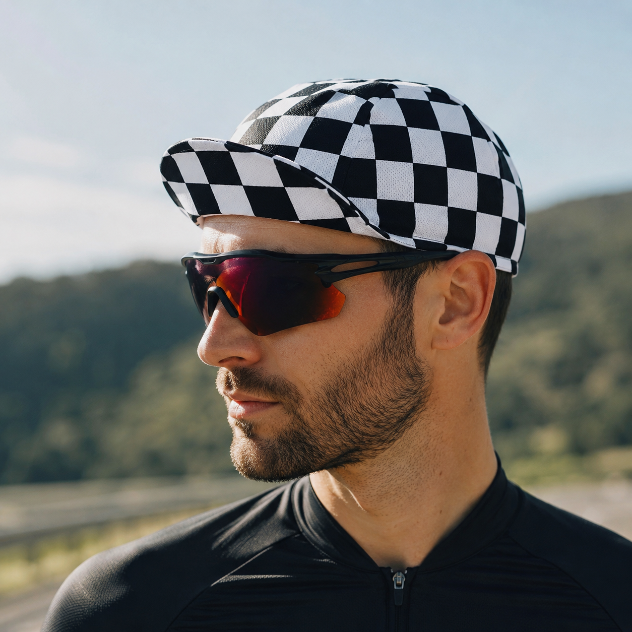 Cycling Cap – Black Quick Dry Acrylic Bike Cap with Elastic Fit for Summer Riding