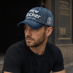 Denim Baseball Cap – Adjustable Cotton Hat With Embroidered Logo For Men