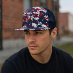 Retro Trucker Cap - Adjustable Snapback Hat With Pixel Pattern Breathable Mesh