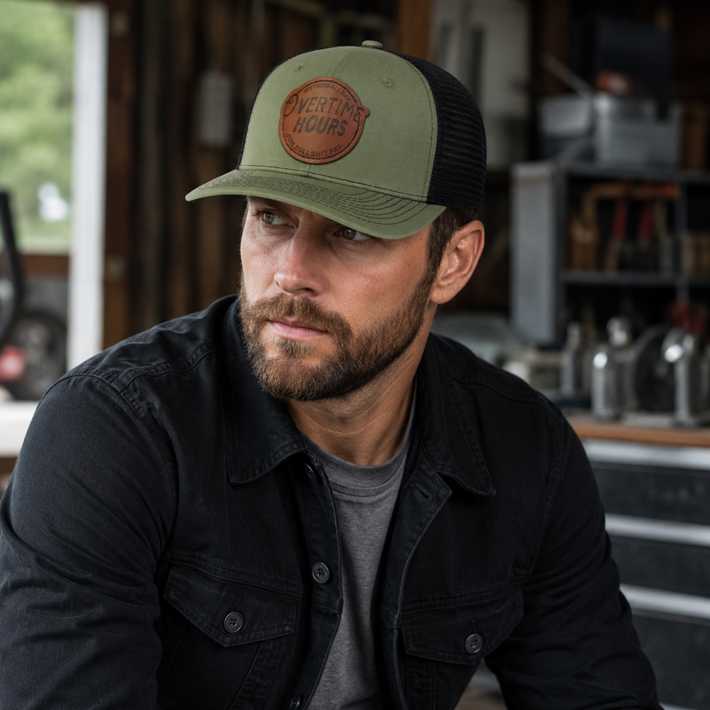 Overtime Hours Trucker Cap – Adjustable Snapback Hat | Breathable Cotton Acrylic