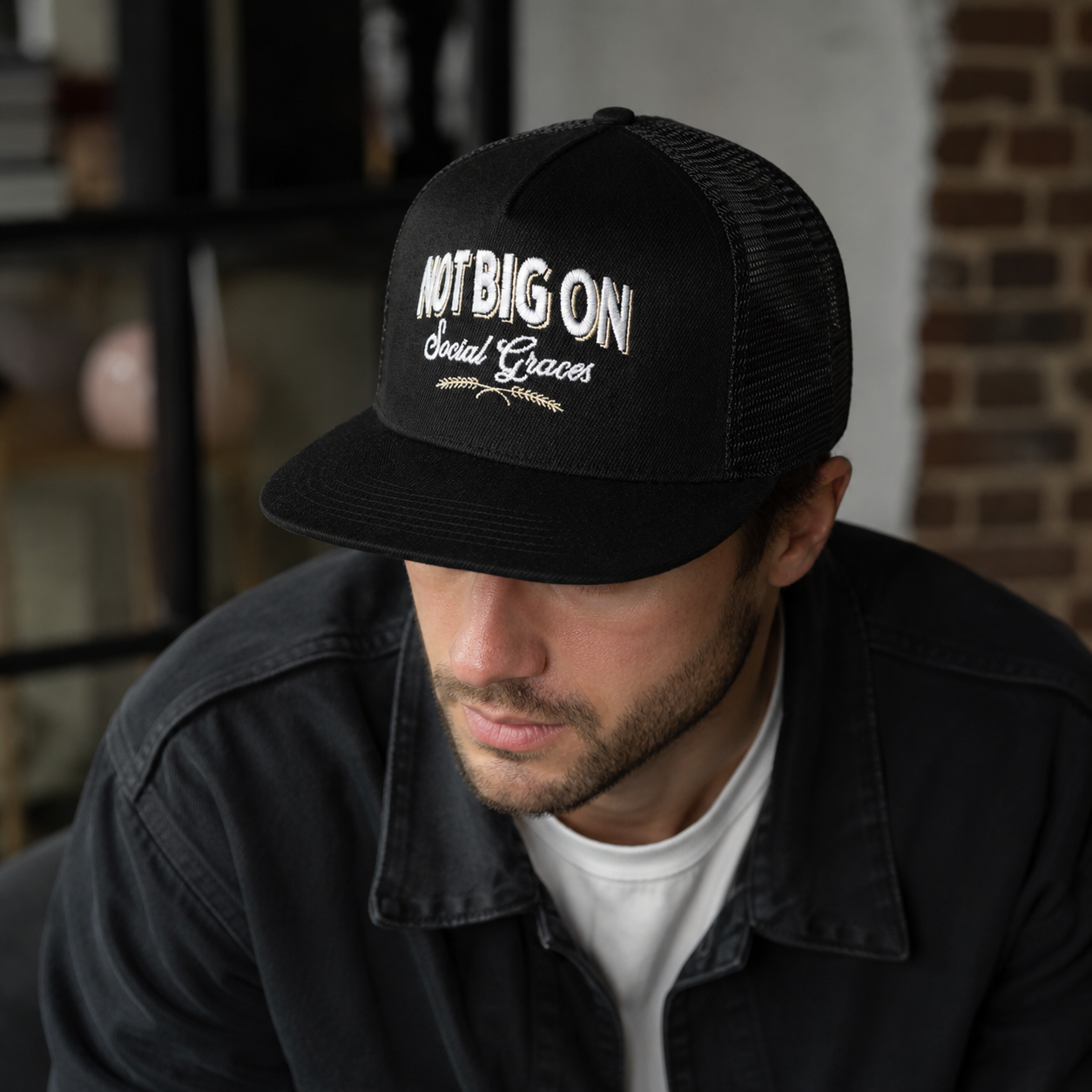 Trucker Snapback Cap – Adjustable Breathable Hat With Embroidered Logo Design